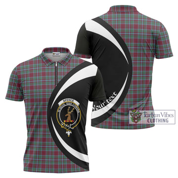 Spence Tartan Zipper Polo Shirt with Family Crest Circle Style Unisex - Tartan Vibes Clothing
