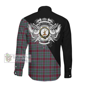 Spence Tartan Long Sleeve Button Shirt with Family Crest and Military Logo Style Men's Shirt - Tartan Vibes Clothing