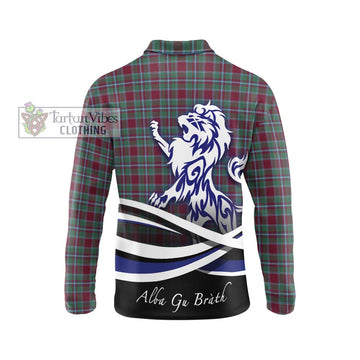 Spence Tartan Long Sleeve Polo Shirt with Alba Gu Brath Regal Lion Emblem - Tartan Vibes Clothing