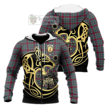 Spence Tartan Knitted Hoodie with Family Crest Celtic Wolf Style Unisex Knitted Zip Hoodie - Tartan Vibes Clothing