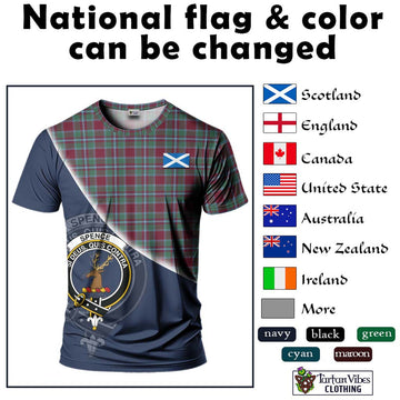 Spence Tartan T-Shirt with Personalised National Flag and Family Crest Half Style - Tartan Vibes Clothing