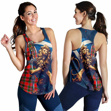 Spence (Spens) Tartan Family Crest Women's Racerback Tanks with Scottish Majestic Lion 4XL - Tartan Vibes Clothing