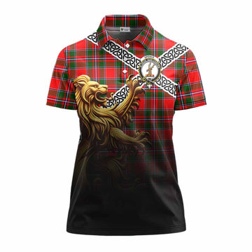 Spence (Spens) Crest Tartan Women's Polo Shirt with Golden Lion Emblem Celtic Style Women - Tartan Vibes Clothing