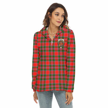 Spence (Spens) Tartan Women's Borg Fleece Hoodie with Half Zip with Family Crest Female - Tartan Vibes Clothing
