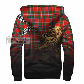 Spence (Spens) Crest Tartan Sherpa Hoodie with Golden Lion Emblem Celtic Style - Tartan Vibes Clothing