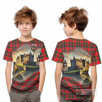 Spence (Spens) Tartan Family Crest Kid T-Shirt with Scottish Ancient Castle Style - Tartan Vibes Clothing