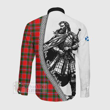 Spence (Spens) Tartan Clan Crest Long Sleeve Button Shirt with Highlander Warrior Celtic Style Men's Shirt - Tartan Vibes Clothing