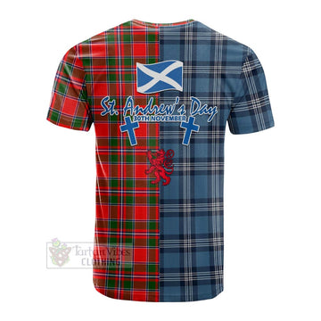 Spence (Spens) Tartan Cotton T-shirt Happy St. Andrew's Day Half Tartan Style - Tartan Vibes Clothing