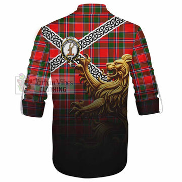 Spence (Spens) Crest Tartan Ghillie Kilt Shirt with Golden Lion Emblem Celtic Style - Tartan Vibes Clothing