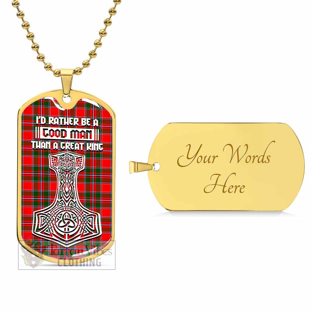 Spence (Spens) Tartan Dog Tag Necklace Viking Mjolnir Style Gold Yes - Tartan Vibes Clothing