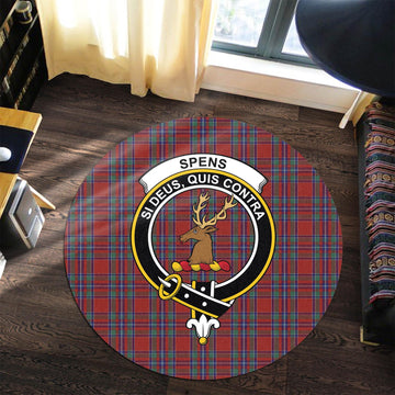 Spens Tartan Round Rug with Family Crest