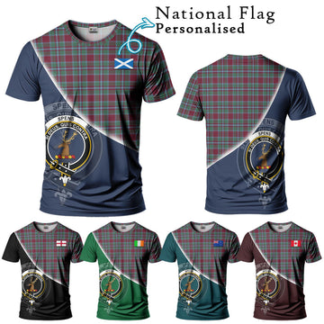 Spens Tartan T-Shirt with Personalised National Flag and Family Crest Half Style