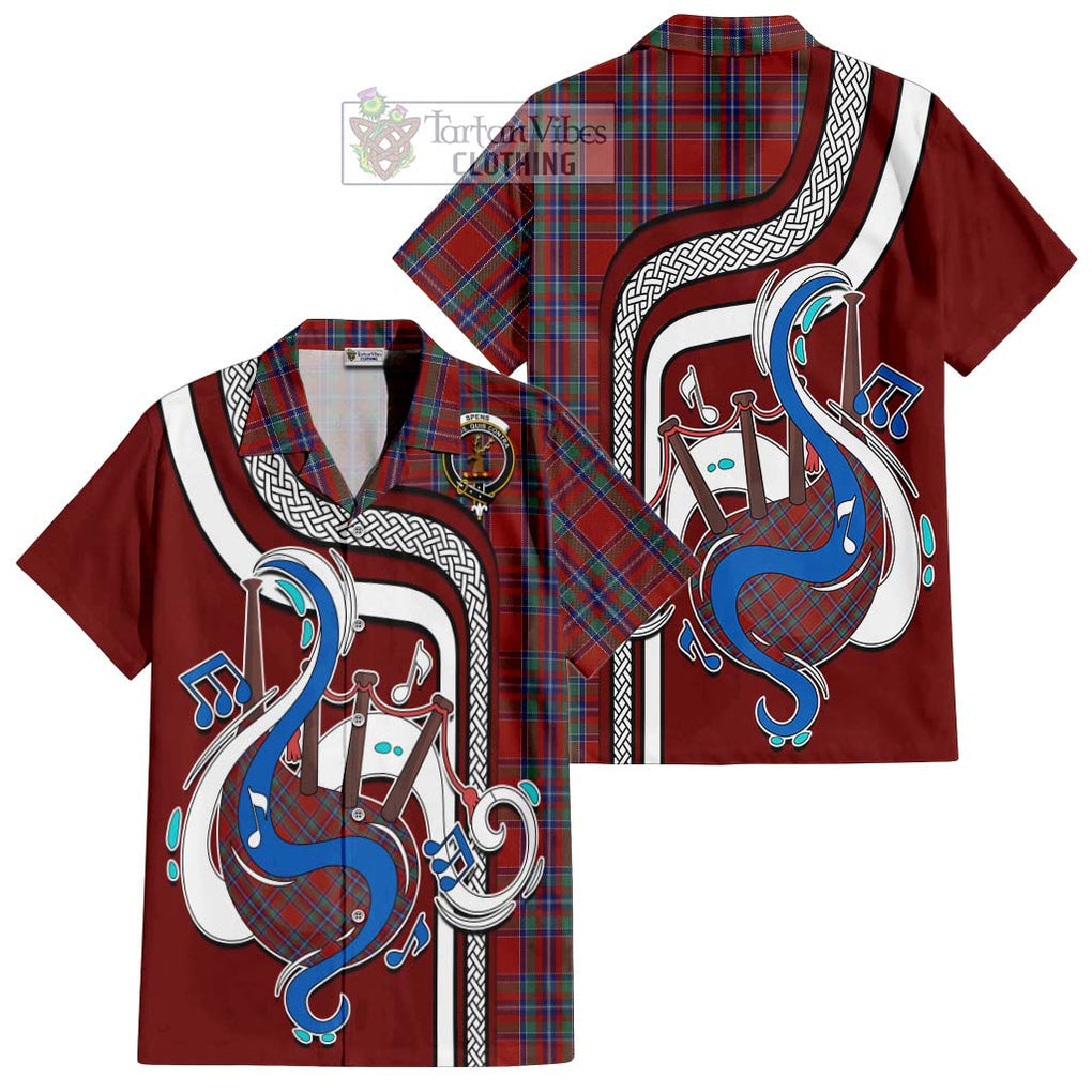 Spens Tartan Short Sleeve Button Shirt with Epic Bagpipe Style Kid - Tartanvibesclothing Shop