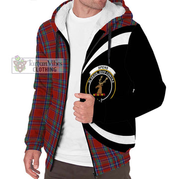 Spens Tartan Sherpa Hoodie with Family Crest Circle Style