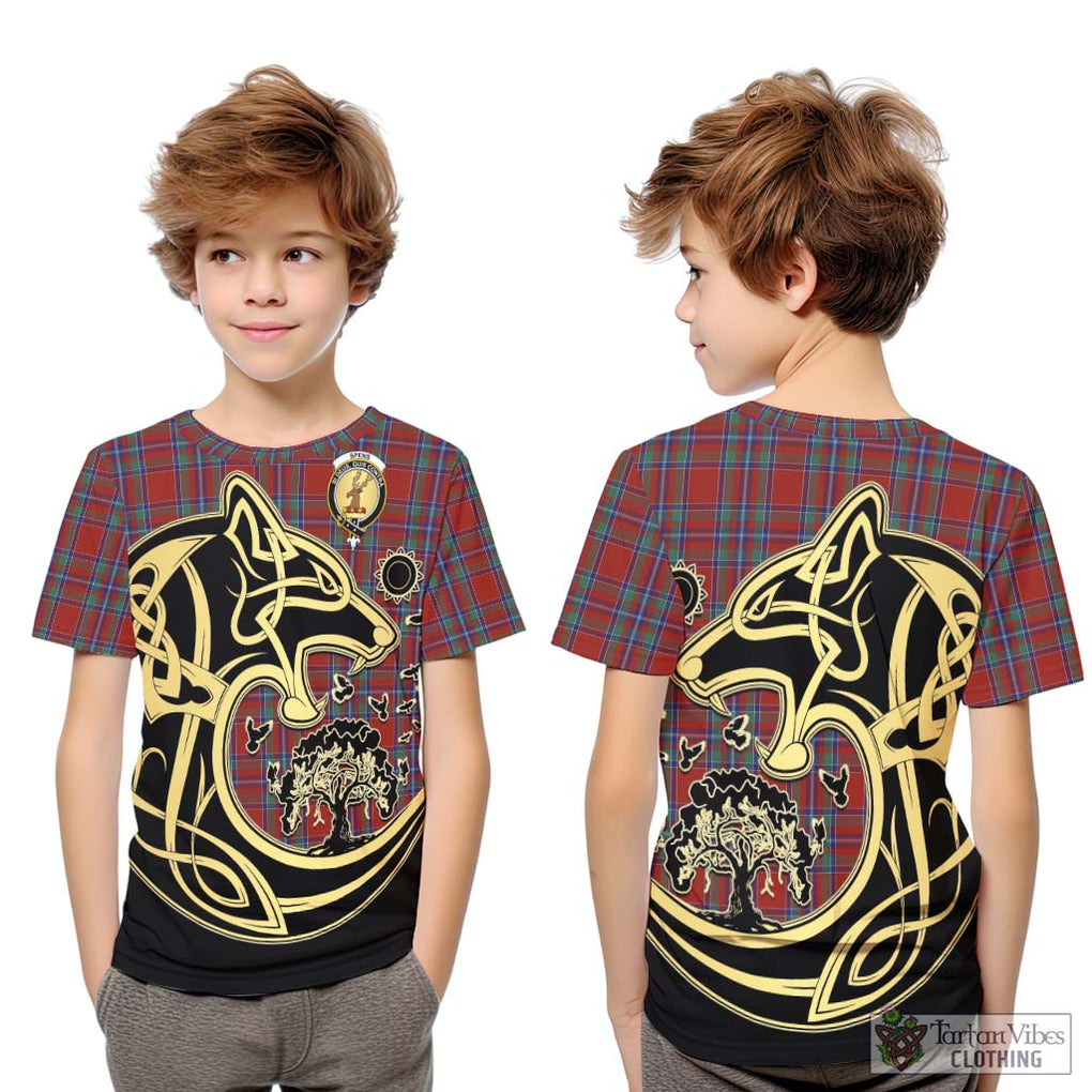 Spens Tartan Kid T-Shirt with Family Crest Celtic Wolf Style Youth XL Size14 - Tartan Vibes Clothing