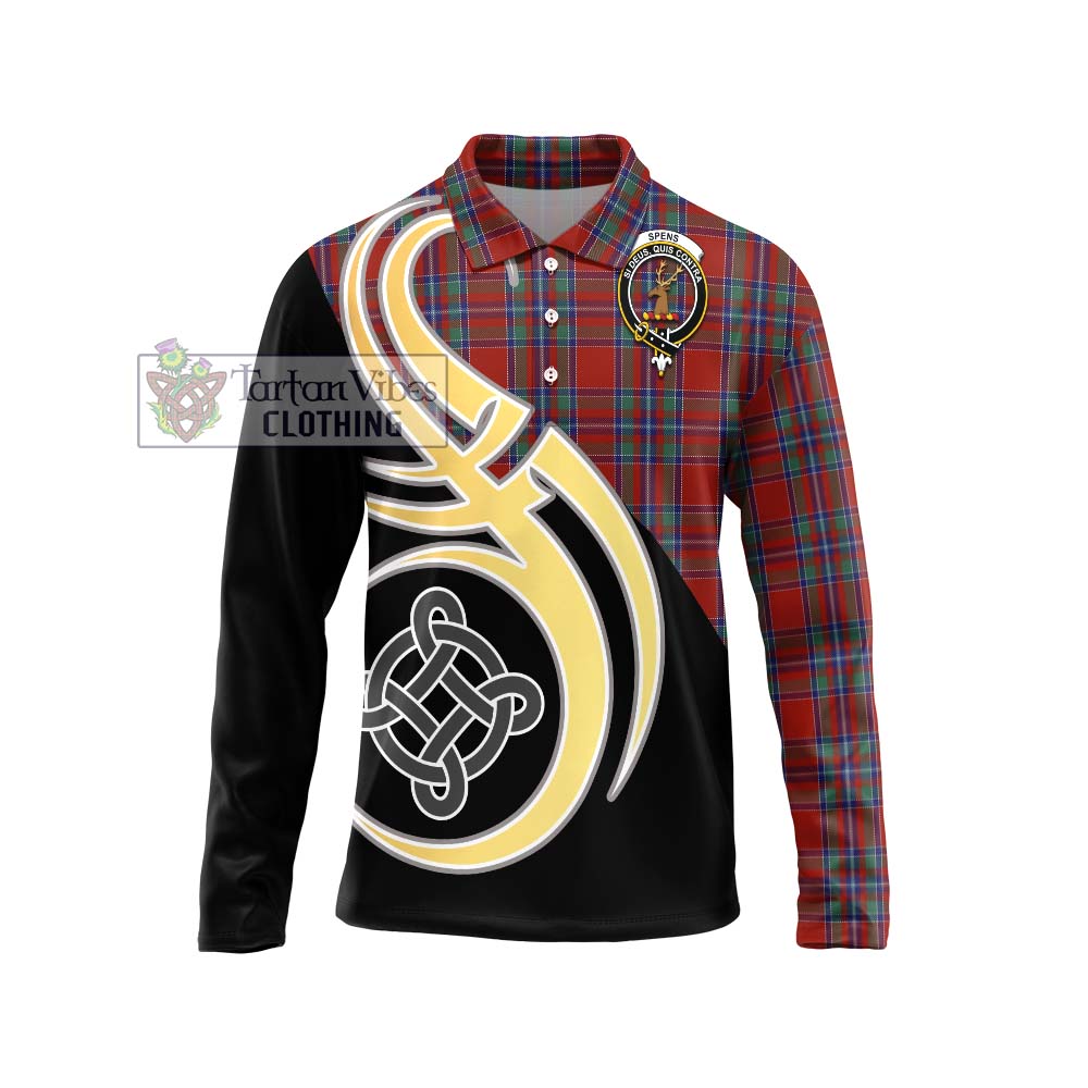 Spens Tartan Long Sleeve Polo Shirt with Family Crest and Celtic Symbol Style Unisex - Tartan Vibes Clothing