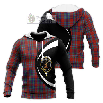 Spens Tartan Knitted Hoodie with Family Crest Circle Style