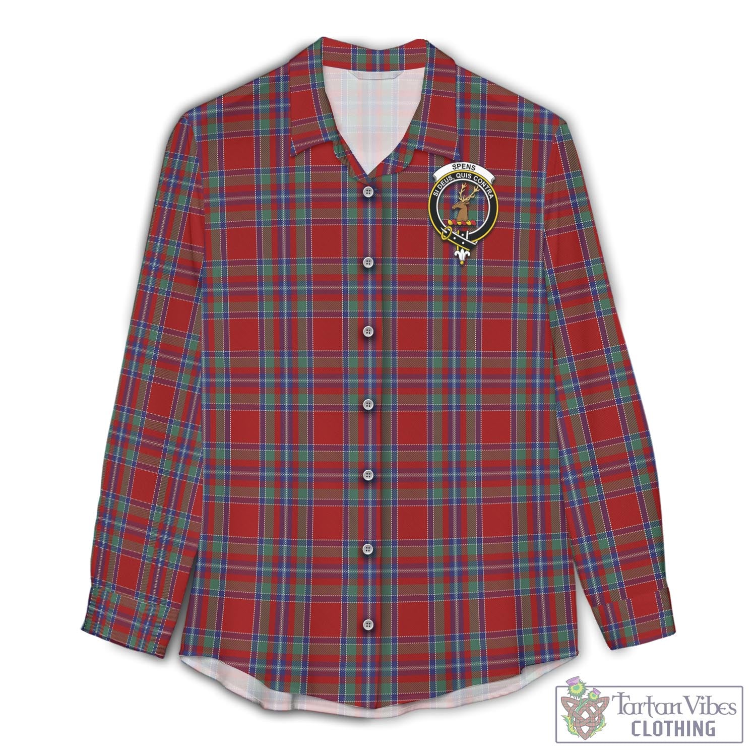 Tartan Vibes Clothing Spens Tartan Womens Casual Shirt with Family Crest