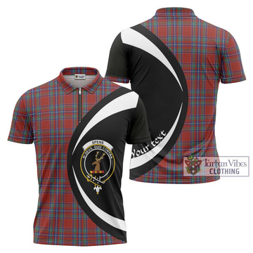 Spens Tartan Zipper Polo Shirt with Family Crest Circle Style