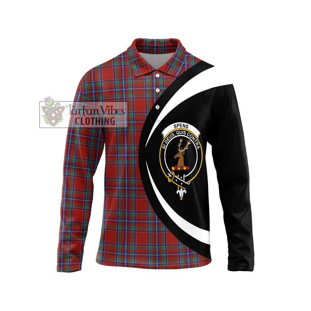 Spens Tartan Long Sleeve Polo Shirt with Family Crest Circle Style Unisex - Tartan Vibes Clothing