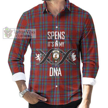 Spens Tartan Long Sleeve Button Shirt with Family Crest DNA In Me Style