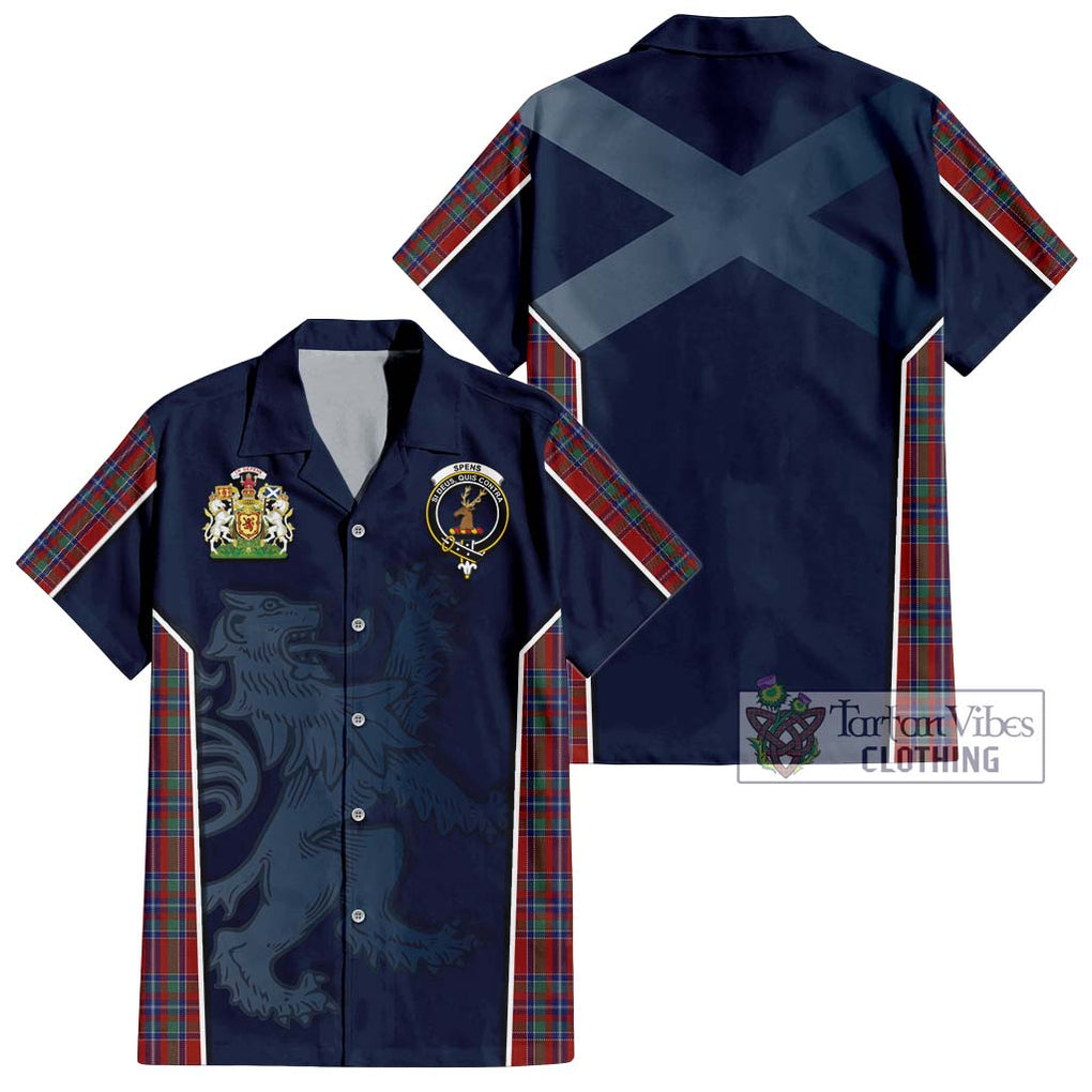 Spens Tartan Short Sleeve Button Shirt with Family Crest and Lion Rampant Vibes Sport Style Kid - Tartan Vibes Clothing