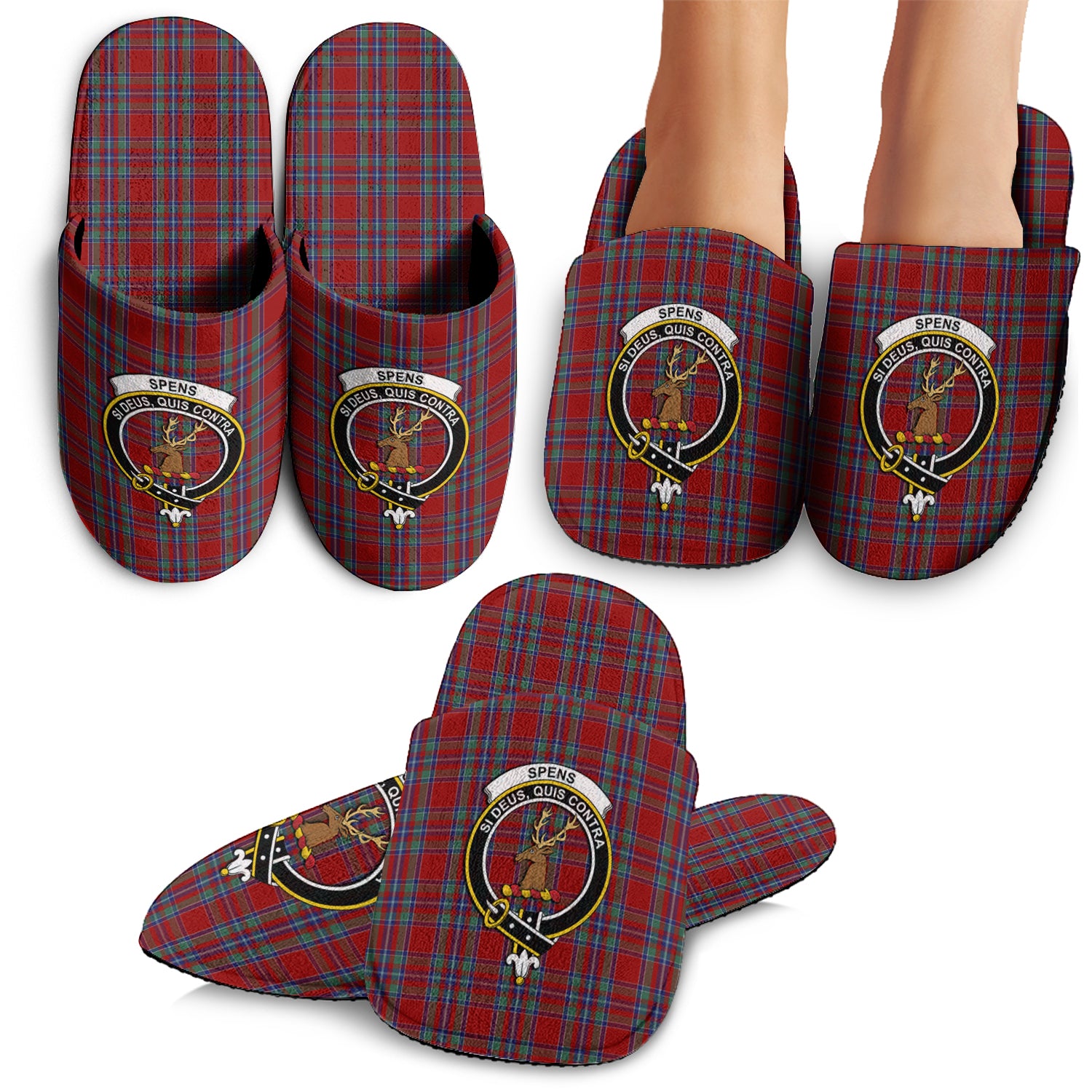 Spens Tartan Home Slippers with Family Crest - Tartan Vibes Clothing