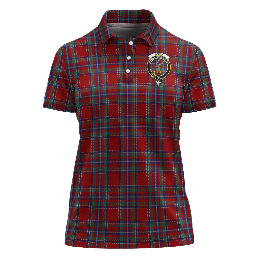 Spens Tartan Polo Shirt with Family Crest For Women - Tartan Vibes Clothing