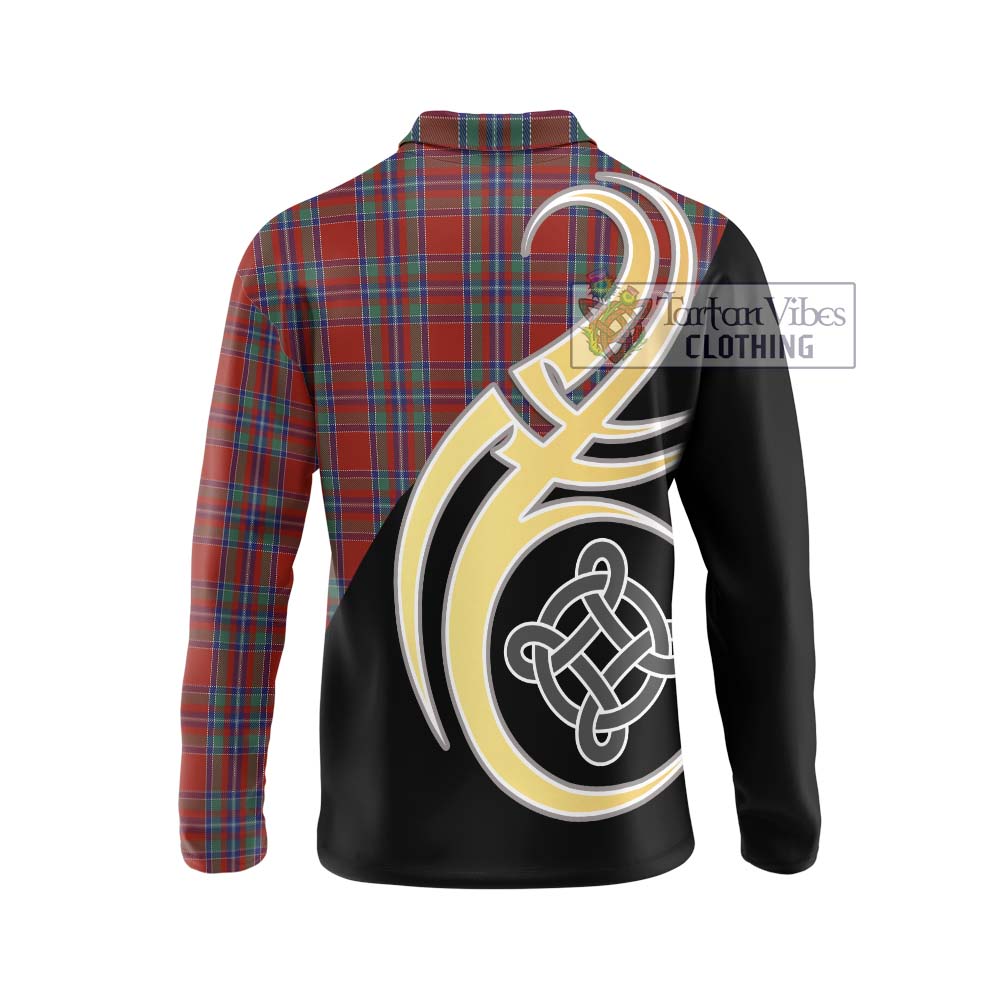 Spens Tartan Long Sleeve Polo Shirt with Family Crest and Celtic Symbol Style - Tartan Vibes Clothing