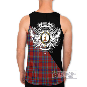 Spens Tartan Men's Tank Top with Family Crest and Military Logo Style