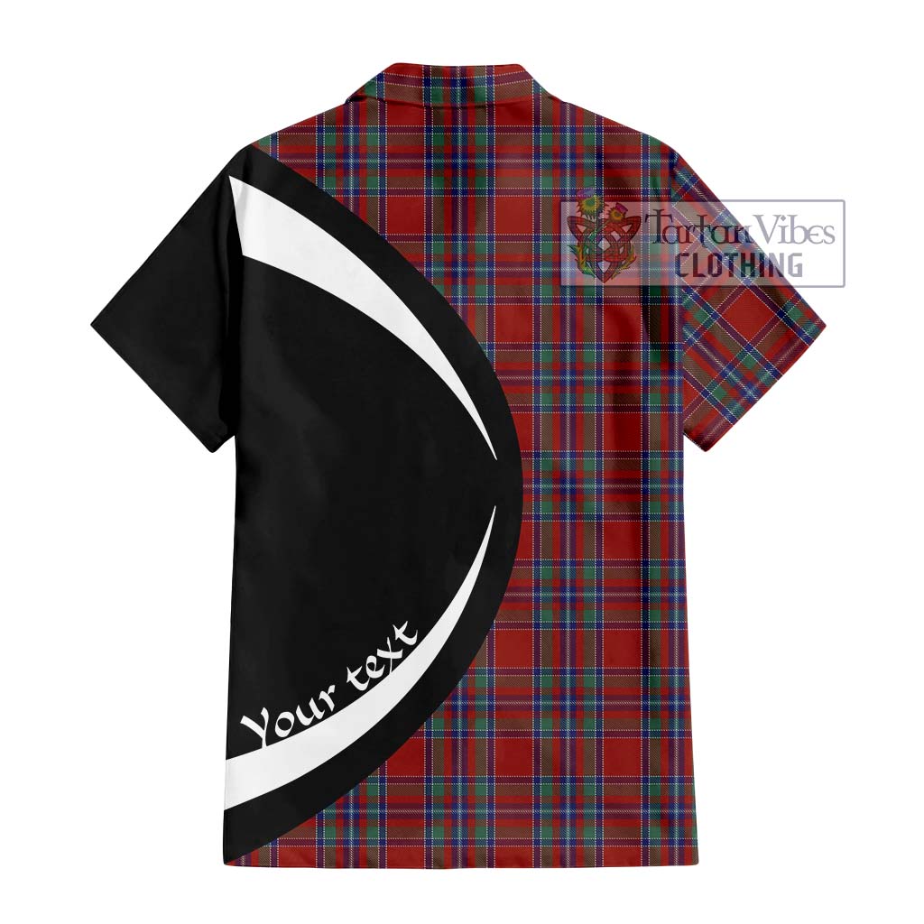 Spens Tartan Short Sleeve Button Up with Family Crest Circle Style - Tartan Vibes Clothing