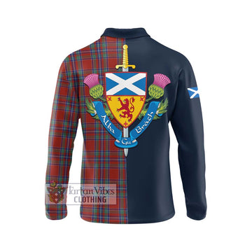 Spens Tartan Long Sleeve Polo Shirt Alba with Scottish Lion Royal Arm Half Style