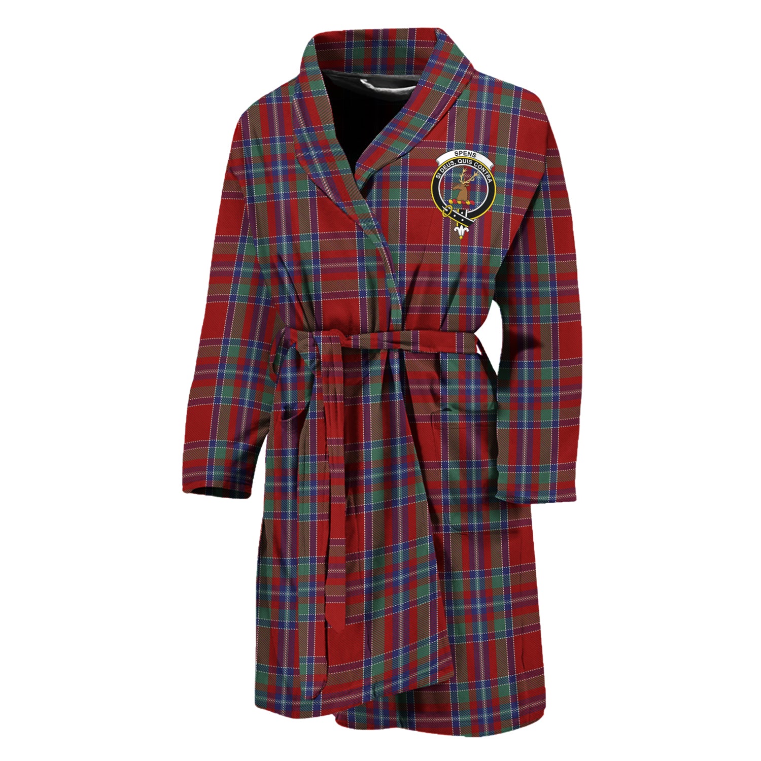 Spens Tartan Bathrobe with Family Crest Unisex M - Tartan Vibes Clothing