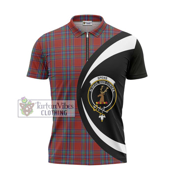 Spens Tartan Zipper Polo Shirt with Family Crest Circle Style