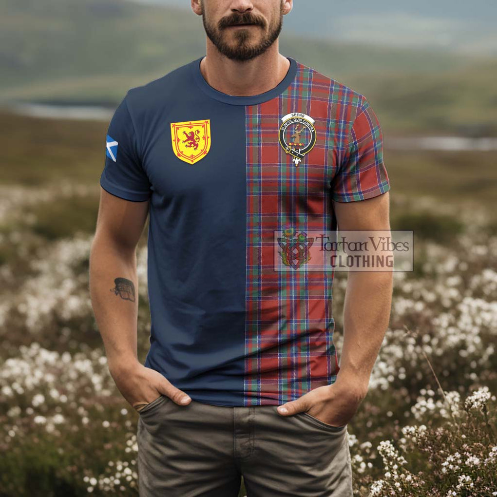 Tartan Vibes Clothing Spens Tartan T-Shirt Alba with Scottish Lion Royal Arm Half Style