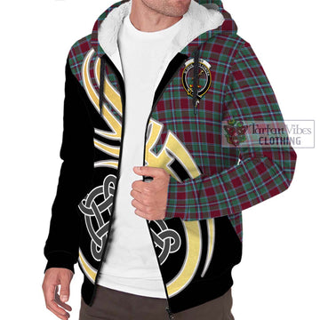 Spens Tartan Sherpa Hoodie with Family Crest and Celtic Symbol Style