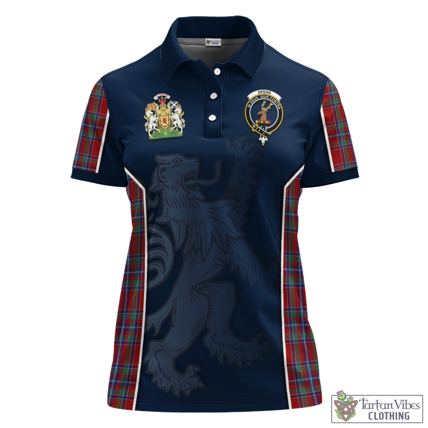 Spens Tartan Women's Polo Shirt with Family Crest and Lion Rampant Vibes Sport Style - Tartan Vibes Clothing