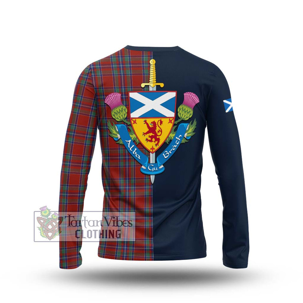 Tartan Vibes Clothing Spens Tartan Long Sleeve T-Shirt with Scottish Lion Royal Arm Half Style