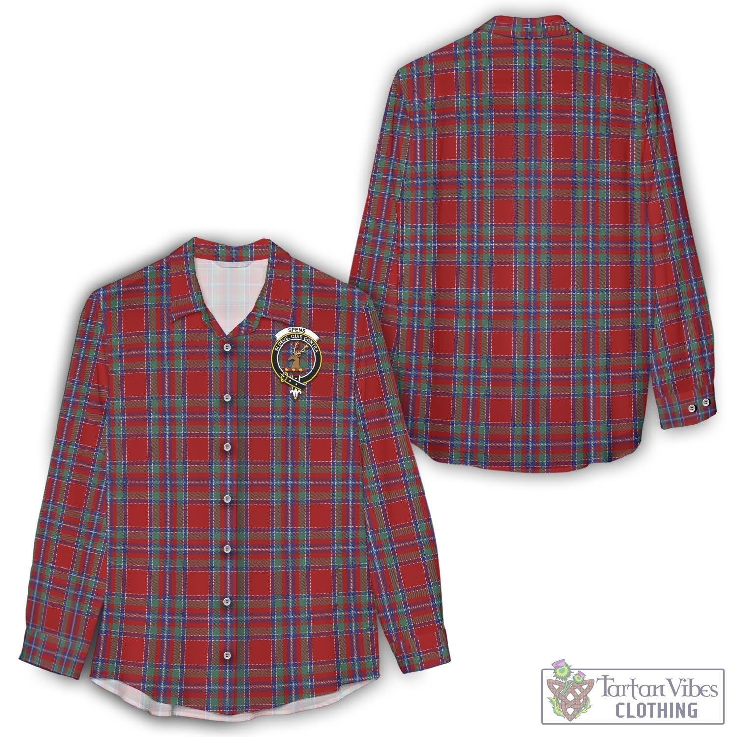 Tartan Vibes Clothing Spens Tartan Womens Casual Shirt with Family Crest