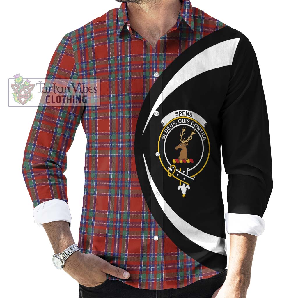 Spens Tartan Long Sleeve Button Up with Family Crest Circle Style - Tartan Vibes Clothing