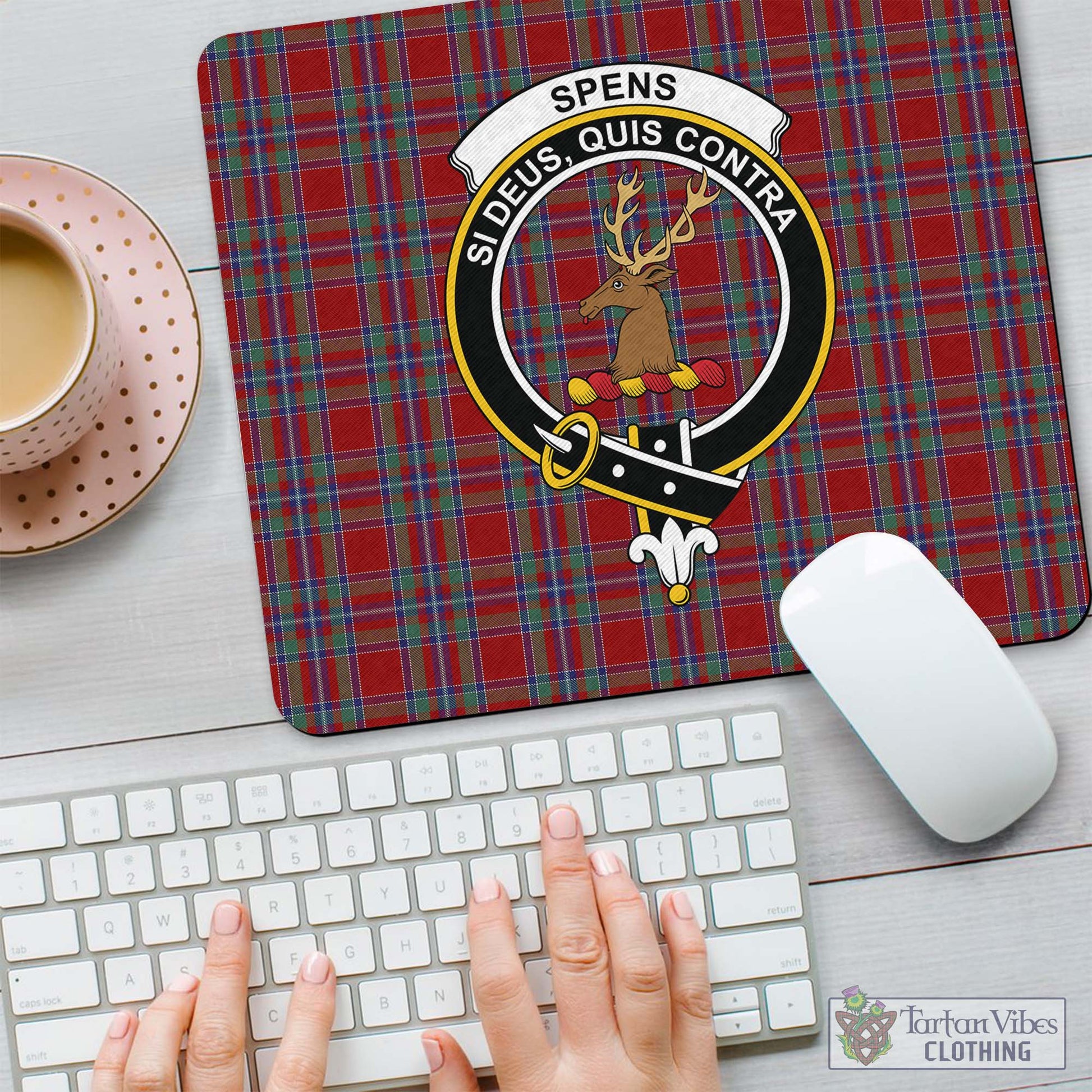 Tartan Vibes Clothing Spens Tartan Mouse Pad with Family Crest