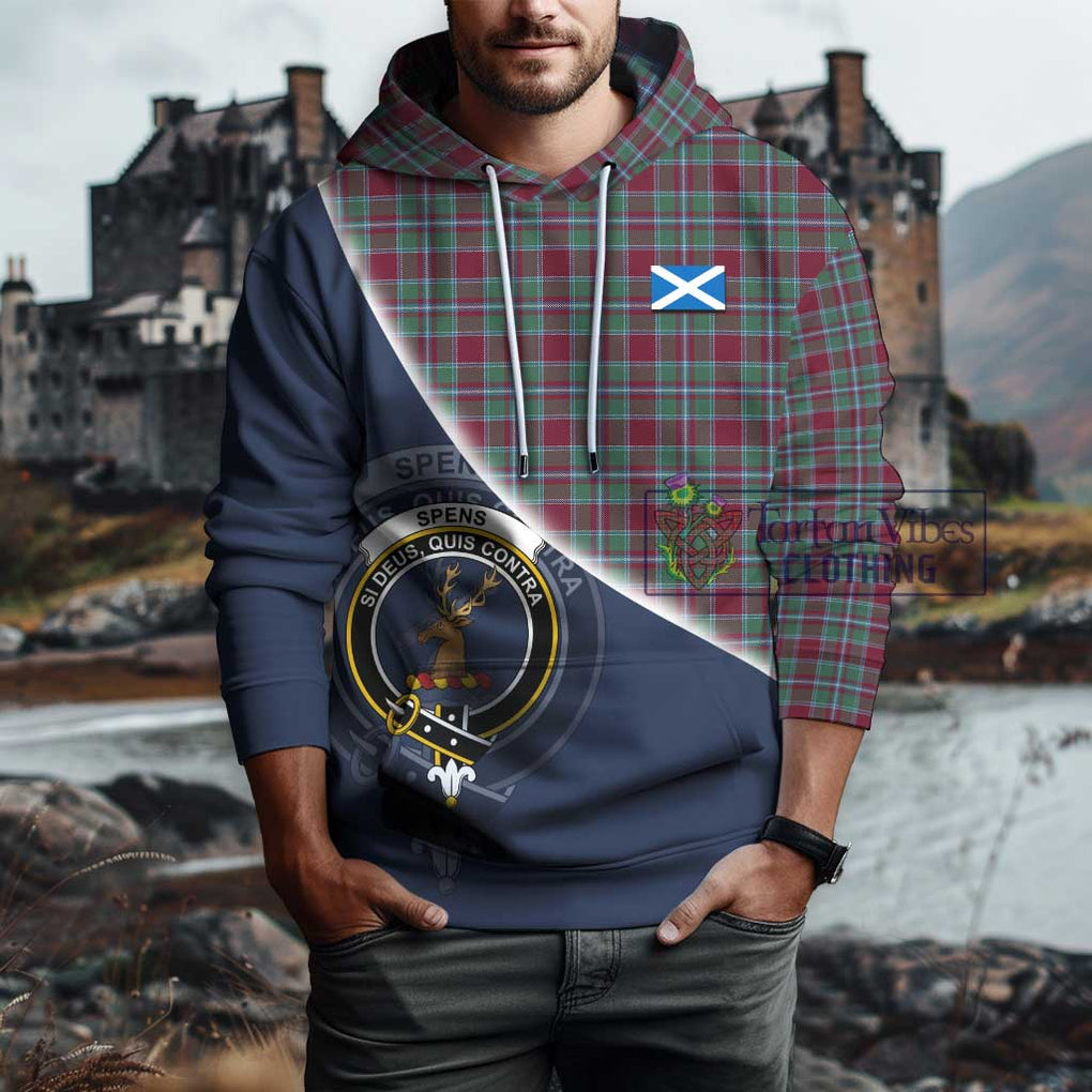 Spens Tartan Hoodie with Personalised National Flag and Family Crest Half Style - Tartanvibesclothing Shop