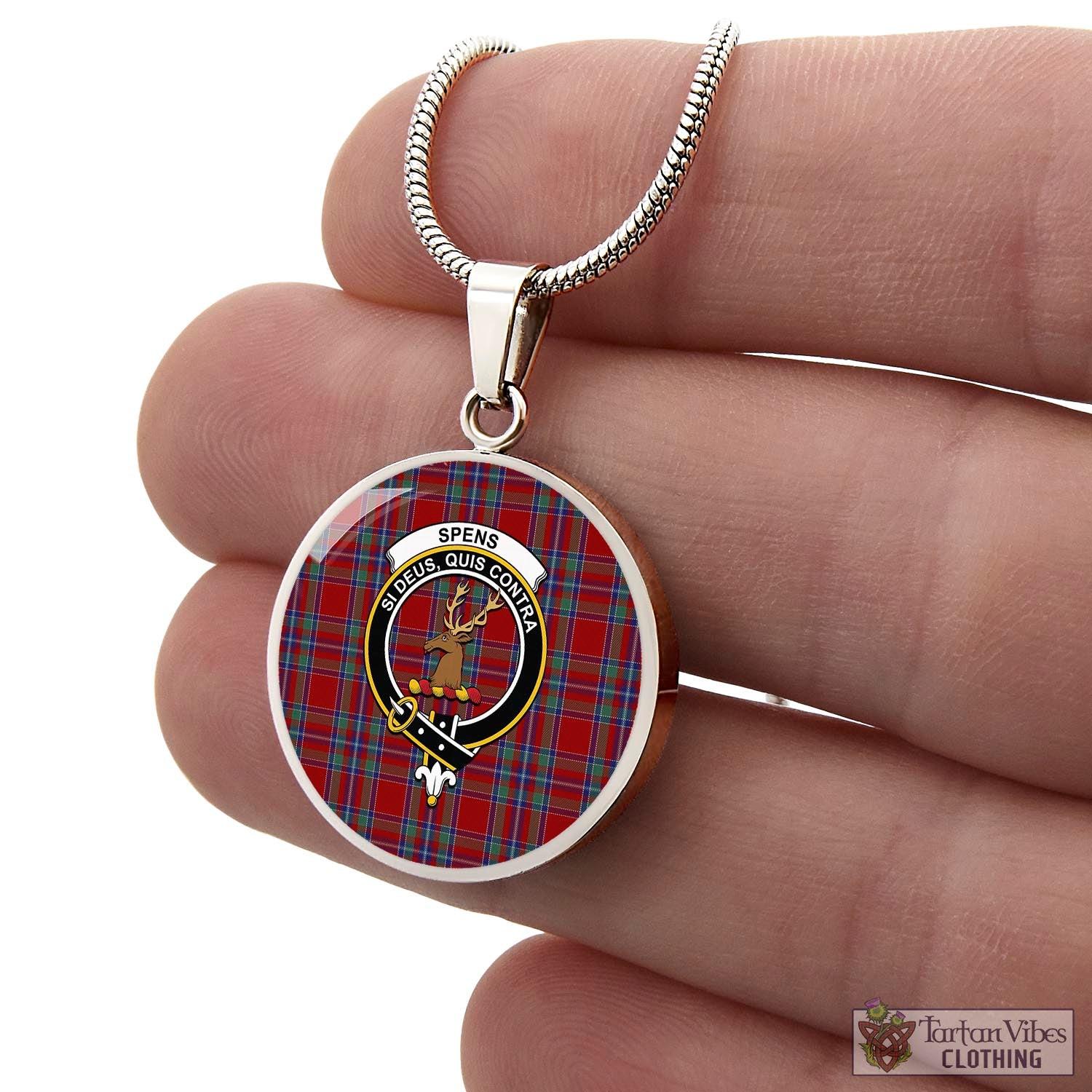 Tartan Vibes Clothing Spens Tartan Circle Necklace with Family Crest