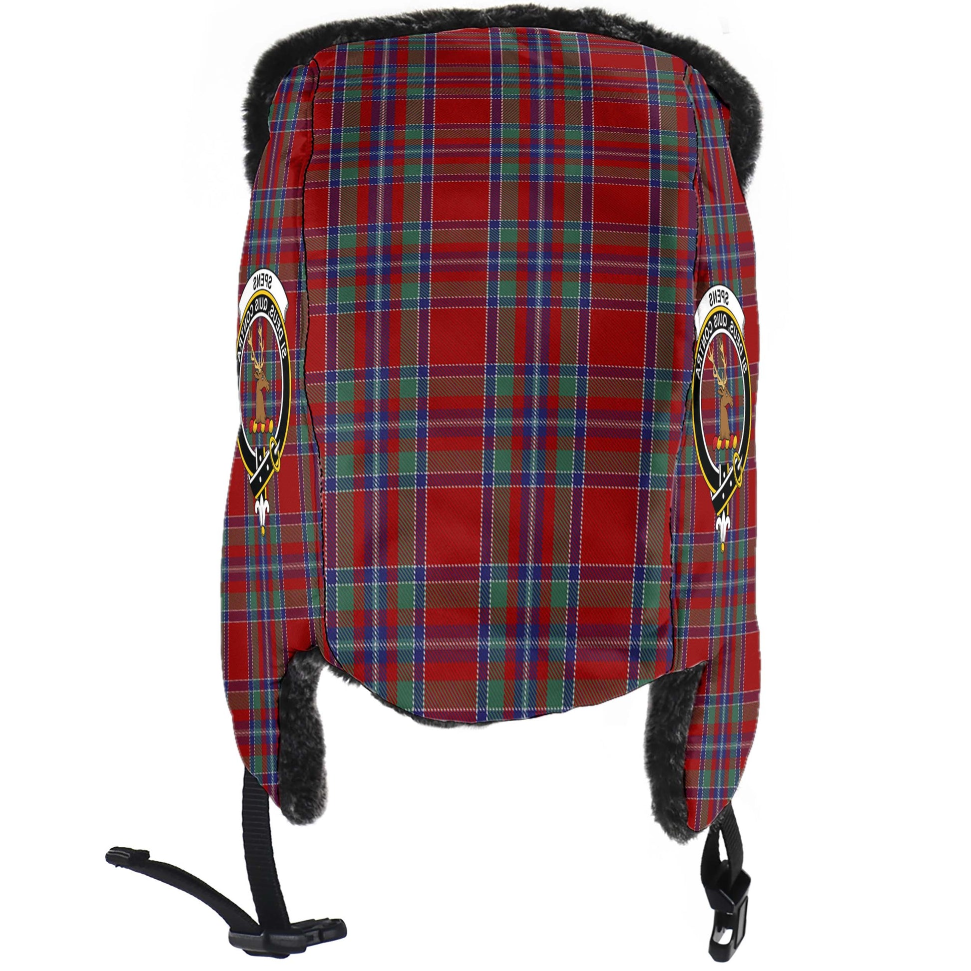 Spens Tartan Winter Trapper Hat with Family Crest - Tartanvibesclothing