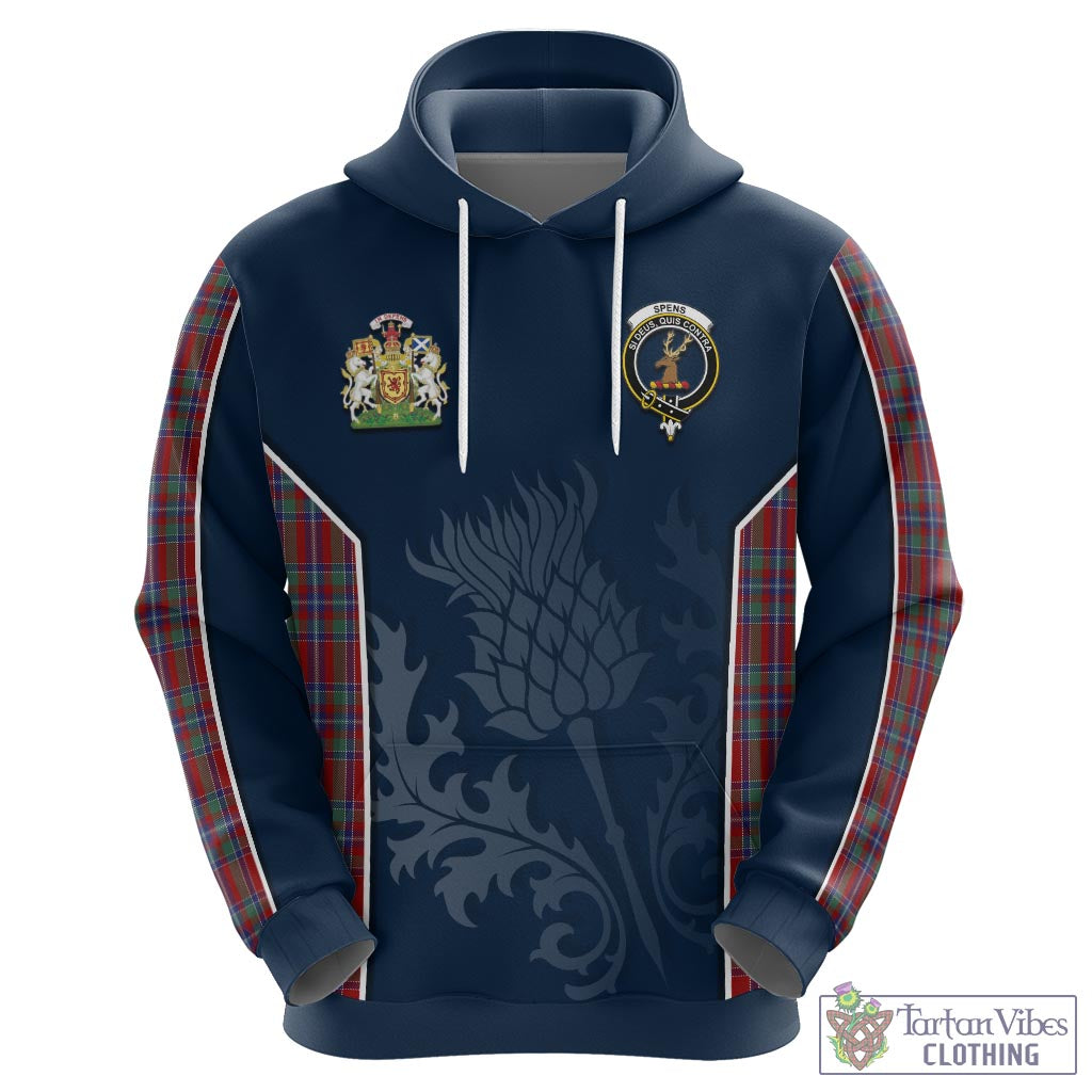 Tartan Vibes Clothing Spens Tartan Hoodie with Family Crest and Scottish Thistle Vibes Sport Style