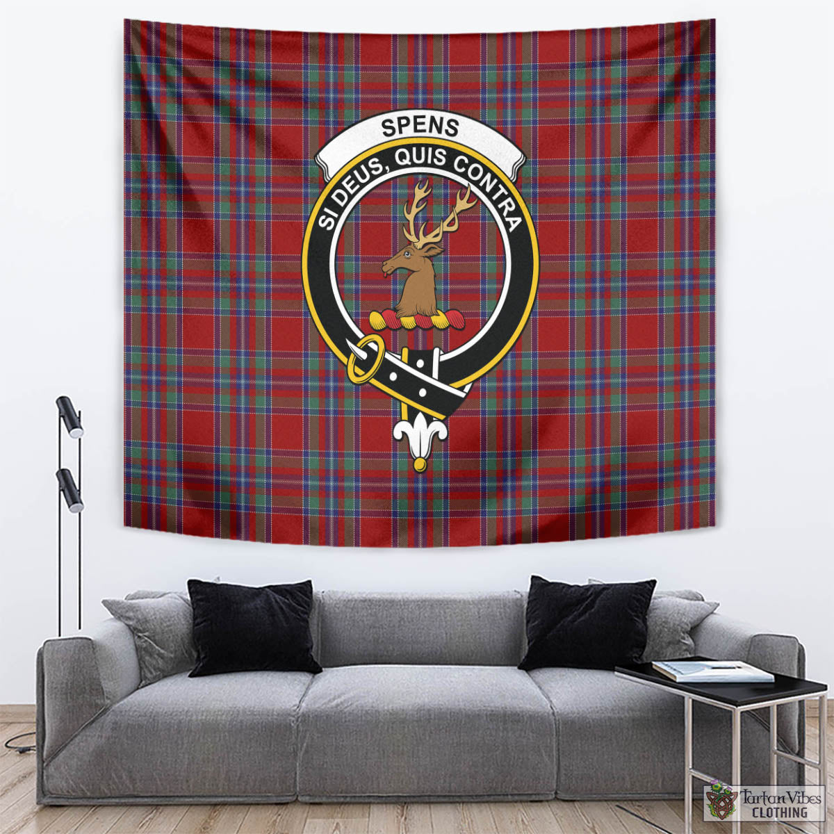 Tartan Vibes Clothing Spens Tartan Tapestry Wall Hanging and Home Decor for Room with Family Crest