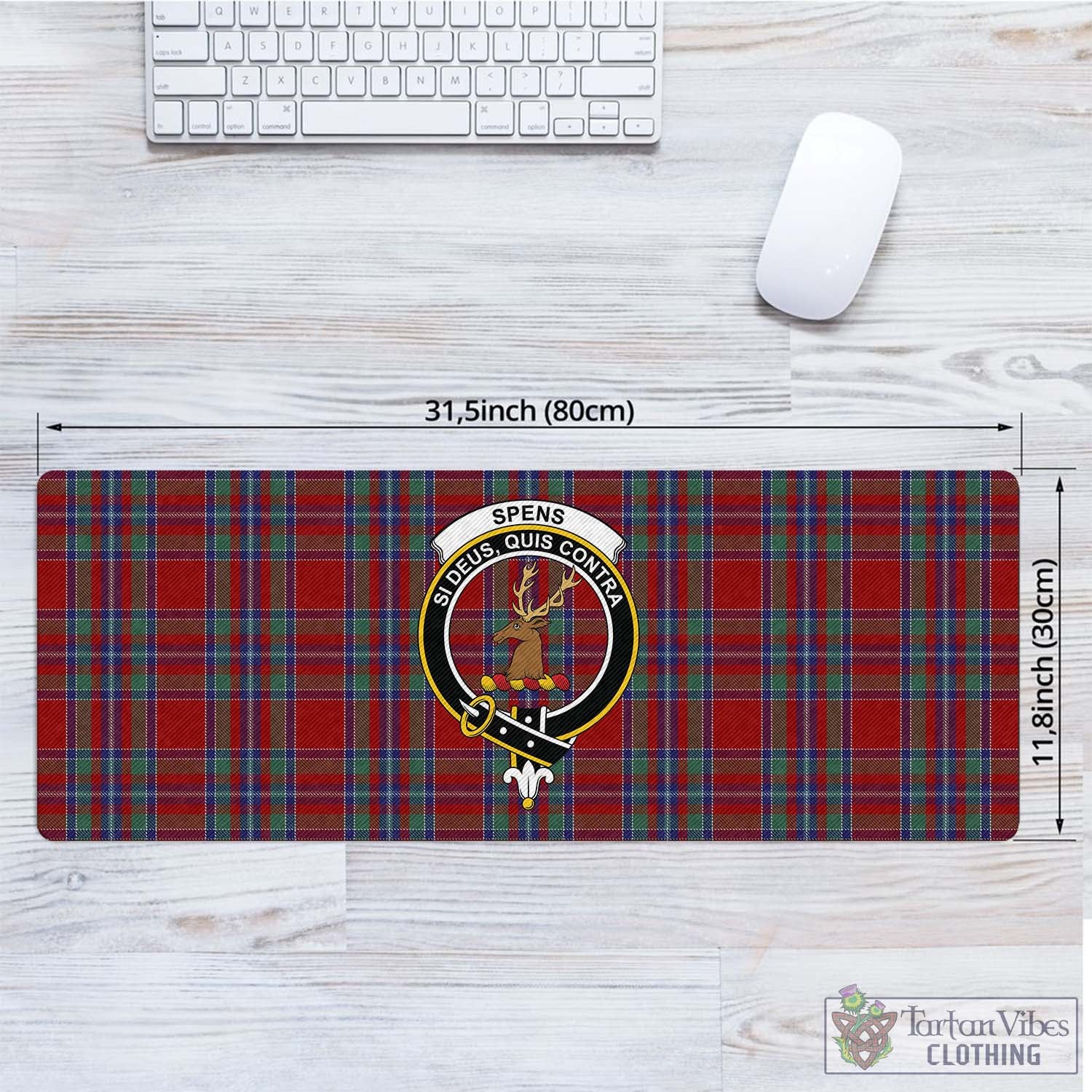 Tartan Vibes Clothing Spens Tartan Mouse Pad with Family Crest