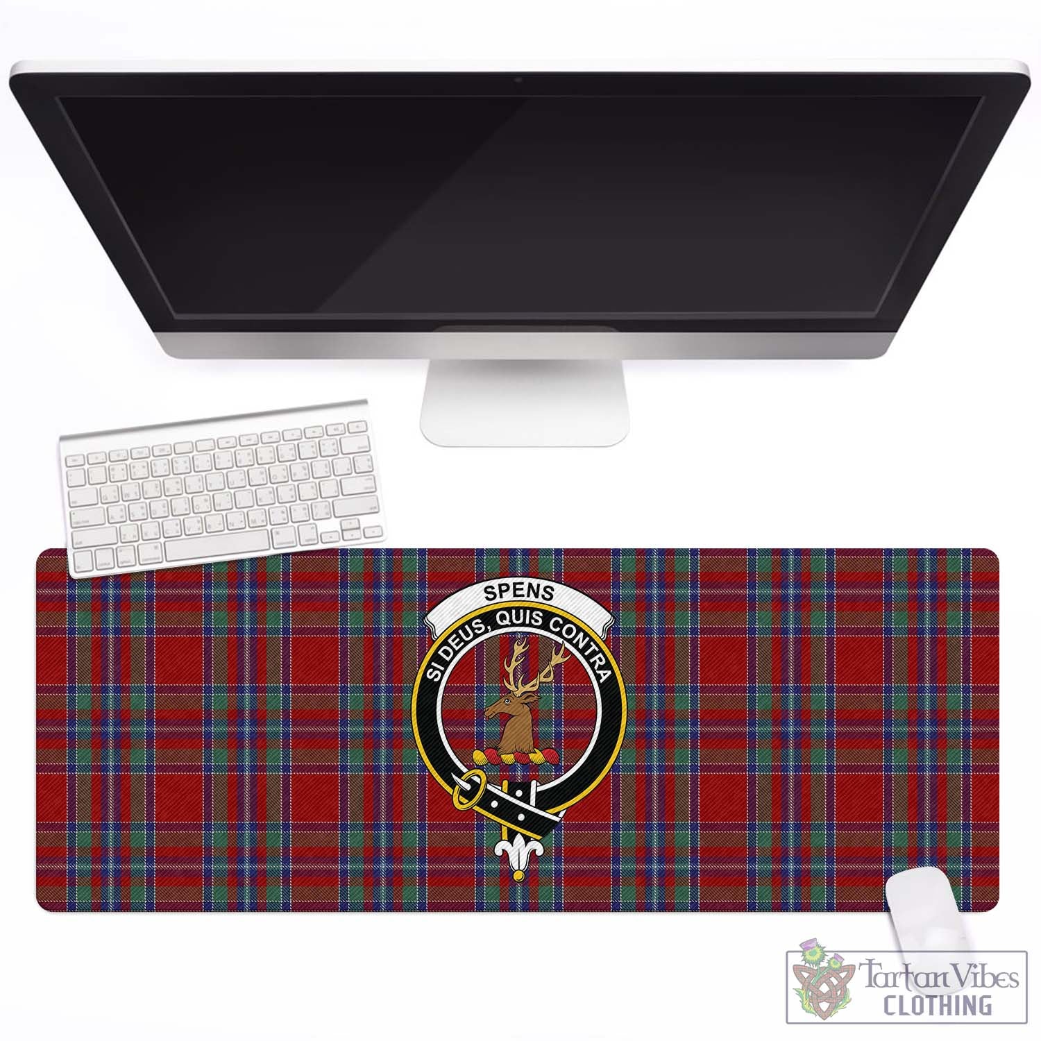 Tartan Vibes Clothing Spens Tartan Mouse Pad with Family Crest