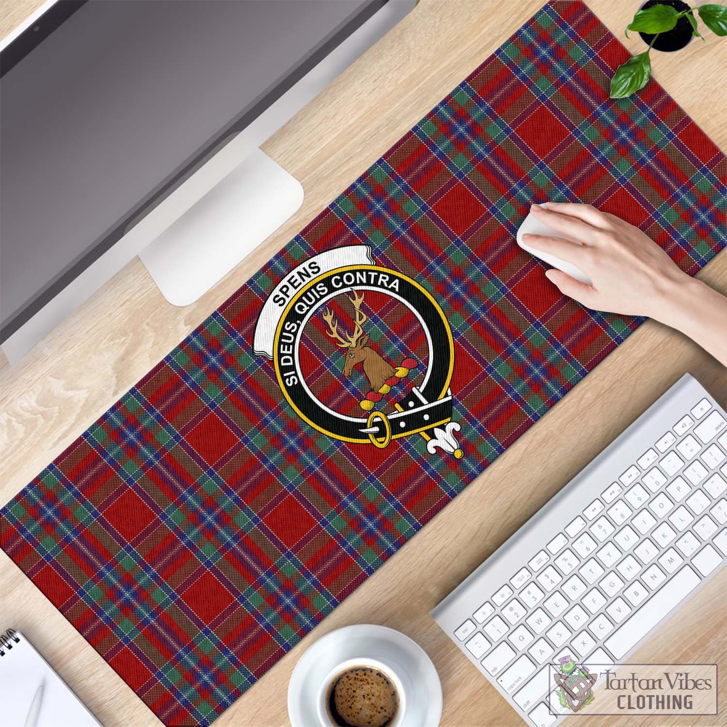 Tartan Vibes Clothing Spens Tartan Mouse Pad with Family Crest