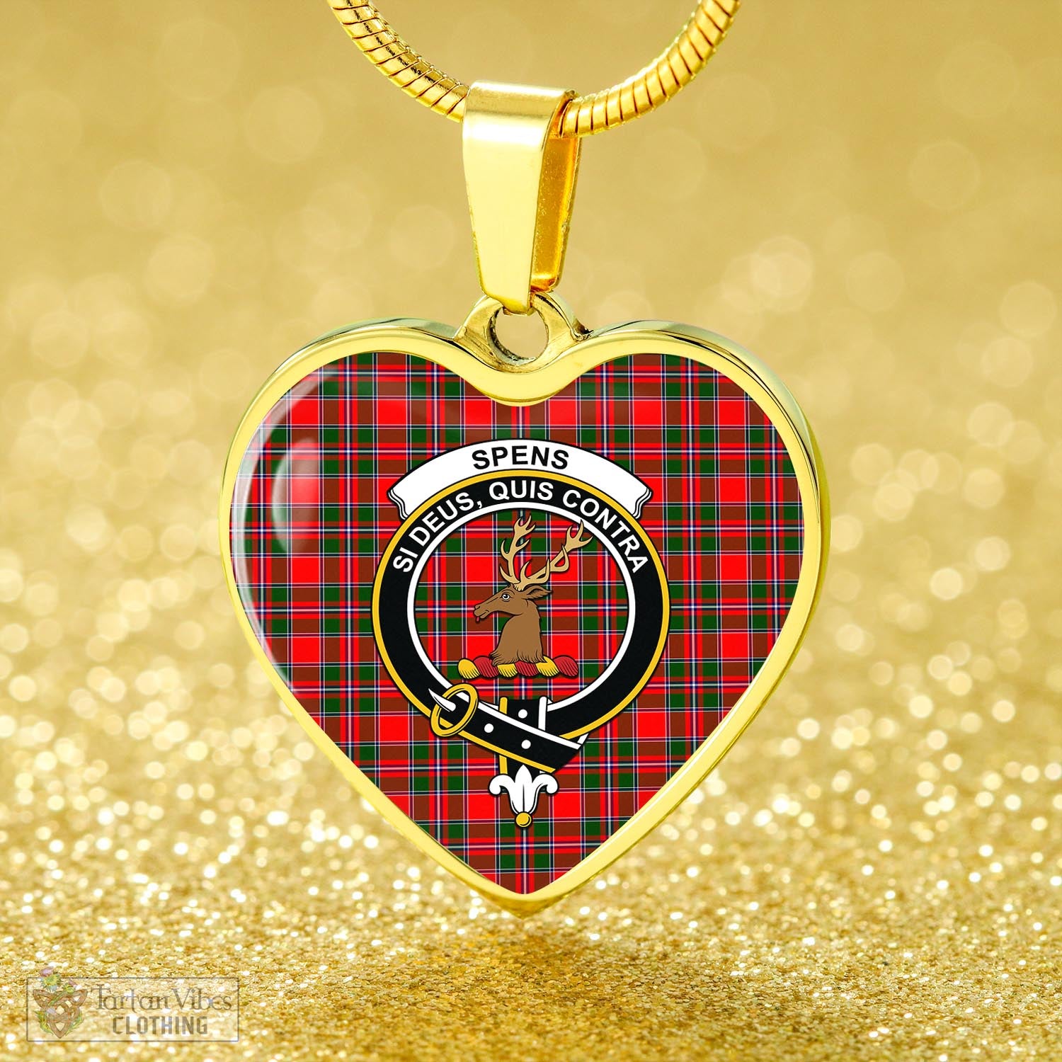 Tartan Vibes Clothing Spens Modern Tartan Heart Necklace with Family Crest